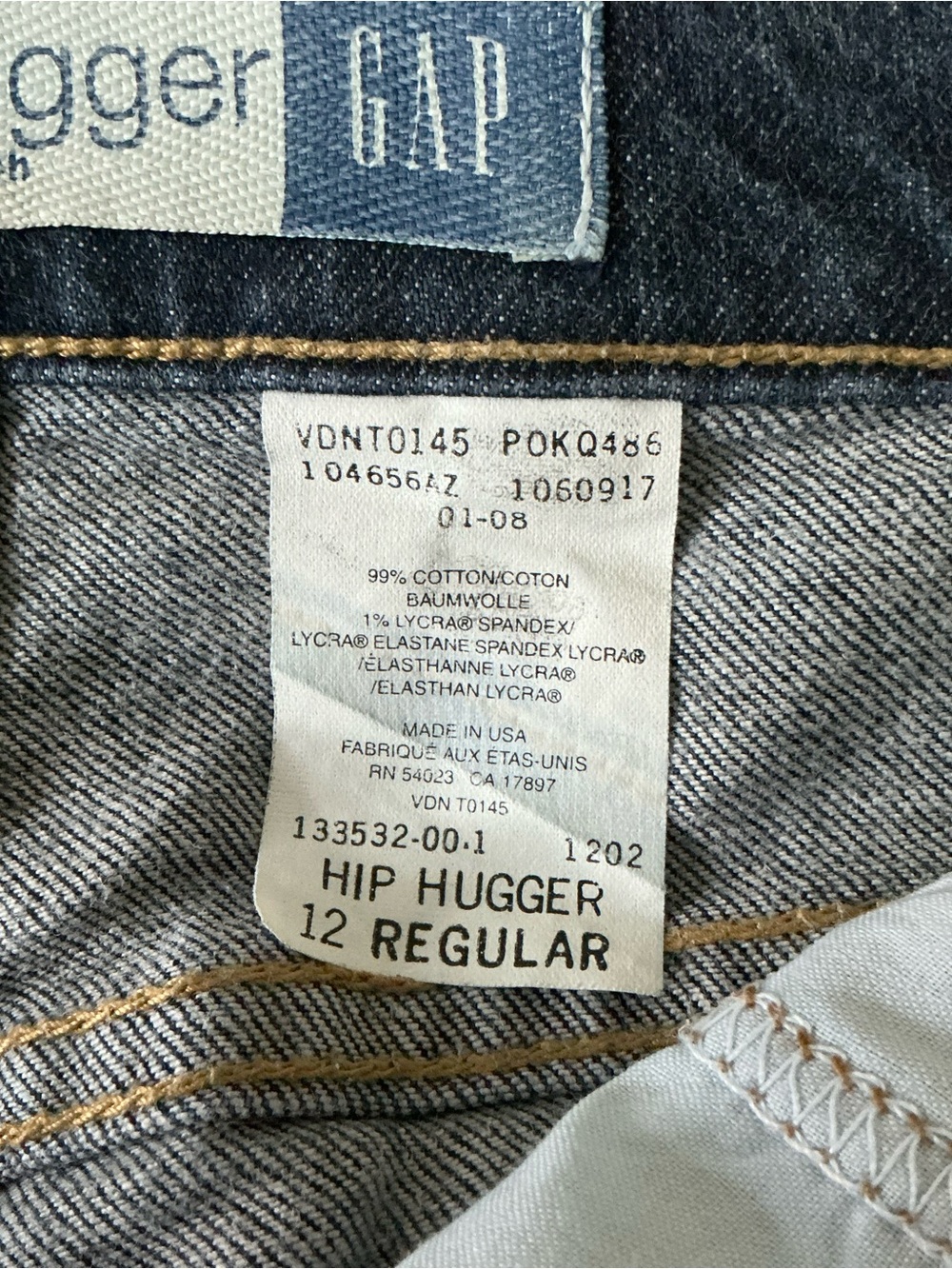 Vintage Gap Hip Hugger Jeans Women Blue Stretch Denim Low Rise Y2K Hook N Eye 12 - Picture 12 of 13